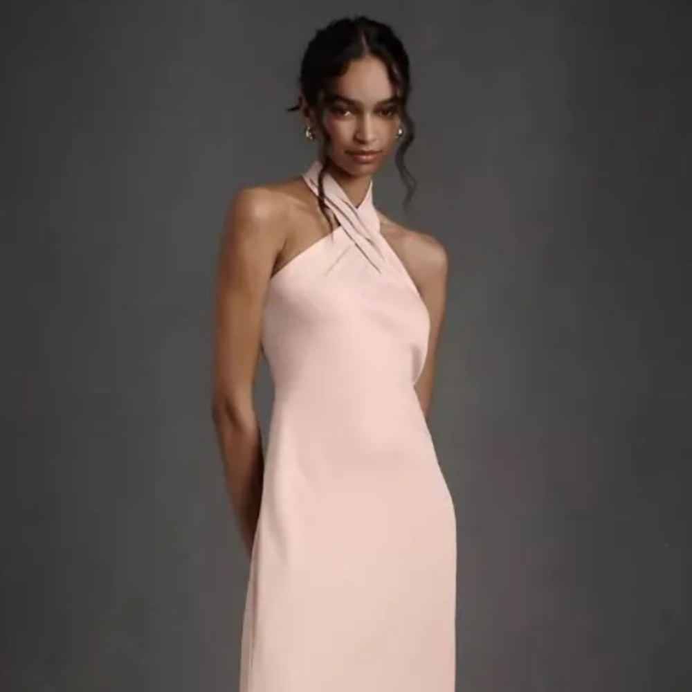 BHLDN Elegant Blush Halter Wedding Dress